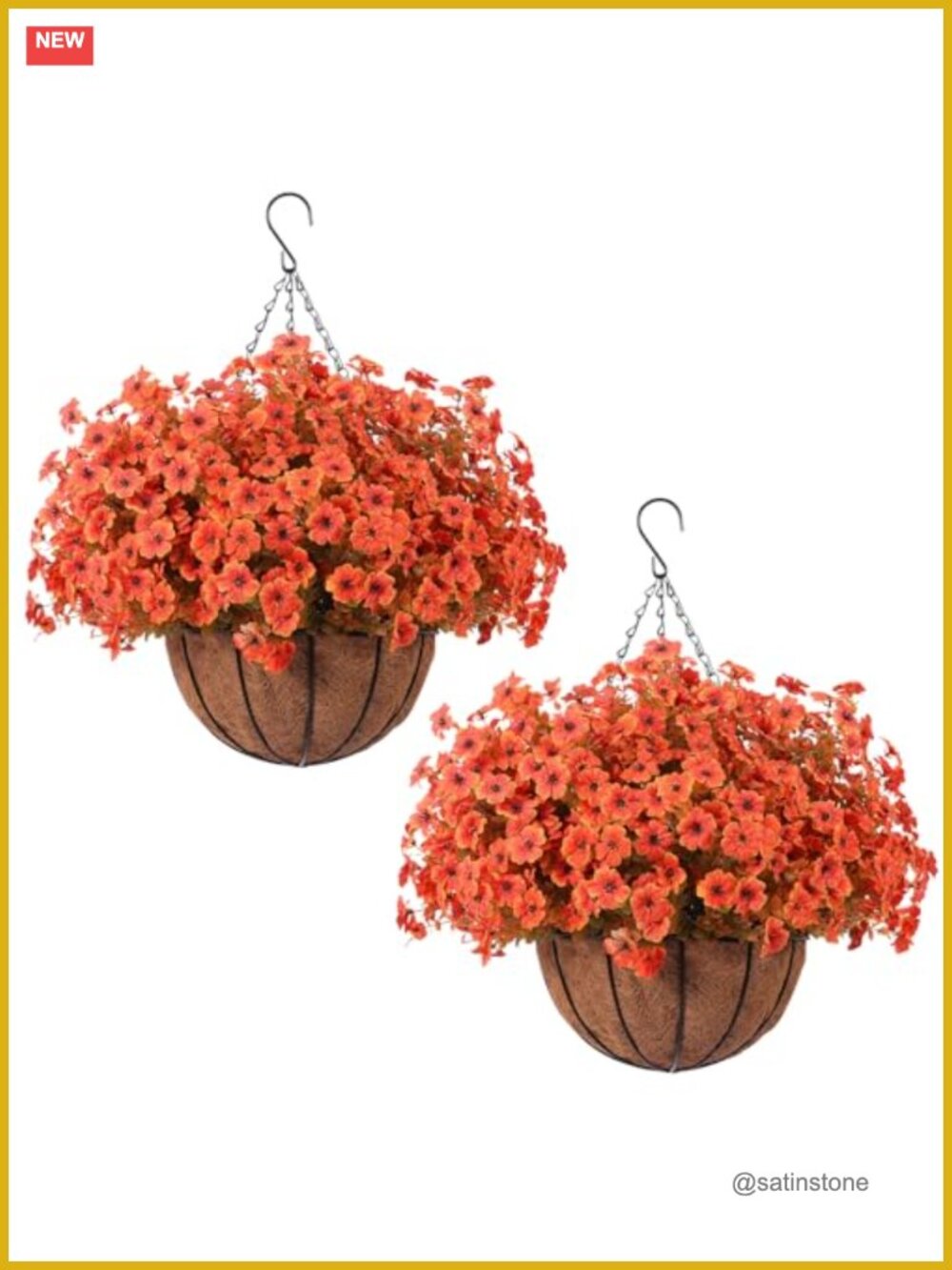 Artificial Fall Mums Hanging Baskets 2 Pack Outdoor Faux Flowers UV Resistant